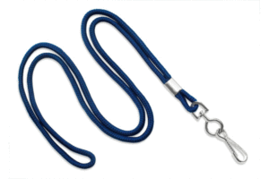 Navy Blue Round Lanyard with Metal Swivel Hook.