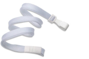 White 10mm Flat Lanyard with Plastic Slide Hook