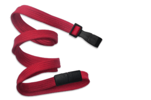Red 10mm flat lanyard with no twist plastic hook.