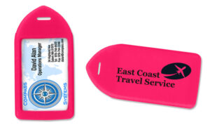 Neon pink luggage tag
