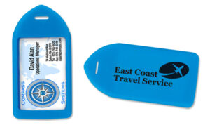 Neon blue luggage tag