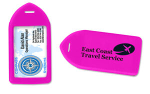 Neon purple luggage tag