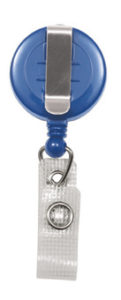 Blue badge reel with reinforced strap-back