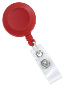 Red badge reel with reinforced vinyl strap