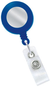 Blue badge reel with sticker