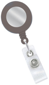 Grey Badge reel with sticker