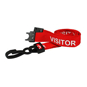 "VISITOR" Lanyards (100Pk) AC222-VR-RD